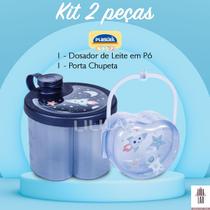 Kit Dosador de Leite em Pó 3 Divisórias e Porta Chupeta com Alça