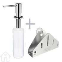Kit Dosador detergente Inox + Porta Esponja Tramontina Inox