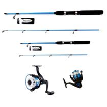 Kit Dose Dupla - 2 Varas e 2 Molinetes Azul - Pai e Filho Kit Dose Dupla - 2 Varas e 2 Molinetes Azul - Pai e Filho