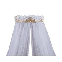 Kit Dossél para Quarto de Bebê Tiara Dourado Perolas completo Véu Tule 2pçs Kit Dossél para Quarto de Bebê Tiara Dourado Perolas completo Véu Tule 2pçs