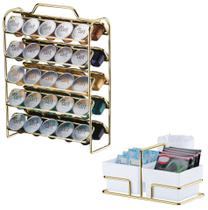 Kit Dourado Suporte 50 Cápsulas Café Nespresso + Porta Saches Mexedor - Future