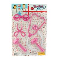 Kit Doutora Rosa Menina Criança 5 Acessório Medico Completo Kit Doutora Rosa Menina Criança 5 Acessório Medico Completo