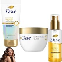 Kit Dove Leave In Mascara Óleo Sérum Intense Repair Bond Bio-Protein Care Reparação em 1 minuto