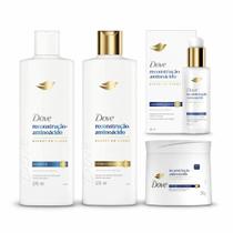 Kit Dove Reconstrução e Aminoácido Shampoo + Cond 370ml + Mascara + Leave In