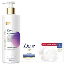 Kit Dove Sérum Corporal Hialurônico 380ml + Sabonete Barra Original 90g - 6 Unidades