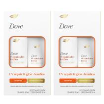 Kit Dove Uv Repair & Glow +Ferúlico Shampoo 350ml + Condicionador 150ml - 2 Unidades