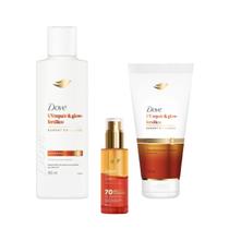 Kit Dove UV Repair & Glow Shampoo Condicionador Sérum FPS 70