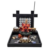 Kit Dragão Baby Laranja Incensário Cone Pedra Branca/Preta