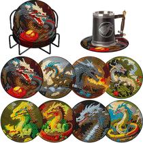 Kit Dragon Diamond de 8 peças Drink Coasters Demonwer de 10 cm