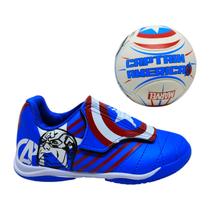 Kit dray chuteira+bola marvel capitão américa infantil