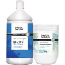 Kit drenagem linfática óleo neutro creme algas marinhass