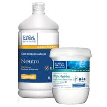 Kit drenagem linfática reduz edema óleo neutro creme algas marinhas dágua natural