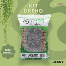 Kit Dreno 3Lts Agrosoil Argila Expandida com Manta para Vasos, Jardinagem, Drenagem e Plantas.