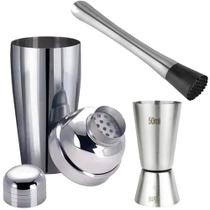 Kit Drink Bar Bebida Completo Coqueteleira Dosador Macerador Kit Drink Bar Bebida Completo Coqueteleira Dosador Macerador