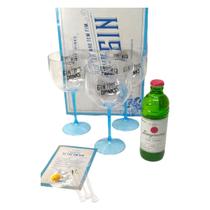 Kit Drinks Com Três Taças De Acrílico E Gin Tanqueray 275Ml