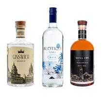 Kit Drinks: London Dry Gin 750ml + Vodka Mustique 1l + Cachaça Envelhecida 700ml Kit Drinks: London Dry Gin 750ml + Vodka Mustique 1l + Cachaça Envelhecida 700ml