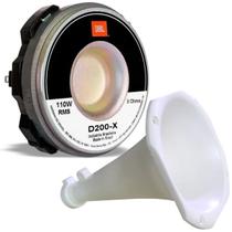 Kit Driver JBL D200X 110W 8 Ohms som Trio pesado e Corneta Fiamon Boca Longa Branca Plástico lc1425