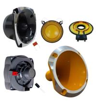 Kit driver tweeter unlike 500 + corneta alumínio reparos cor:amarelo