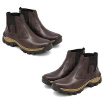 Kit Duas Botas De Couro Para Trabalho Com Bico PVC e Palmilha em Gel Pu Confortável