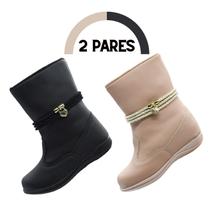 Kit Duas Botas Inverno Feminino Infantil Coturno Menina