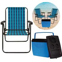 Kit Duas Cadeira de Praia Alta + Caixa Termica Cooler 34 L Mor