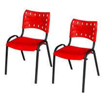 Kit Duas Cadeiras Ergonômica Escritório Igreja Recepção Encosto Home Office Empilhavel