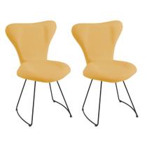 Kit Duas Cadeiras Jacobsen Amarelo Base Meia Lua Preta - OOCA Móveis Kit Duas Cadeiras Jacobsen Amarelo Base Meia Lua Preta - OOCA Móveis