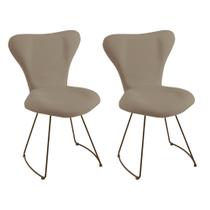 Kit Duas Cadeiras Jacobsen Bege Base Meia Lua Preta - OOCA Móveis Kit Duas Cadeiras Jacobsen Bege Base Meia Lua Preta - OOCA Móveis