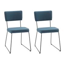 Kit Duas Cadeiras Roma Aço Preto Azul Jeans - OOCA Móveis