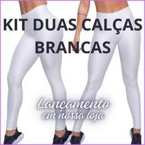 KIT DUAS Calças LEGGINGS Brancas Suplex Feminina, Uniforme de Medicina e Enfermagem, Estética, Dentista, Medicina ou Uso Casual