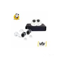 Kit duas câmeras Dome duas câmeras Bullet DVR 8CH 720P até 1.0MP branco e preto VTV Digital