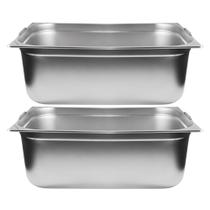 Kit Duas Cubas Gastronomica Padrão Gn 1/1 200mm Inox Com Alça e Tampa Weck Kit Duas Cubas Gastronomica Padrão Gn 1/1 200mm Inox Com Alça e Tampa Weck