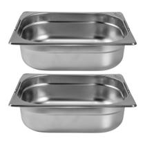 Kit Duas Cubas Gastronomica Padrão Gn 1/2 100mm Inox com Alça Weck Kit Duas Cubas Gastronomica Padrão Gn 1/2 100mm Inox com Alça Weck