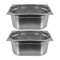 Kit Duas Cubas Gastronomica Padrão Gn 1/2 150mm Inox com Alça Weck