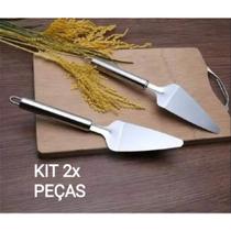 Kit duas espatula pa corta bolo modelo triangular em aco inox