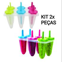 Kit duas formas para sorvete picole colorido cone com seis cavidades