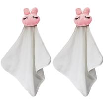Kit Duas Naninhas 30x30 Toalhinhas Multiuso Pano De Mão Bebê Com Prendedor Coelhinho Rosa Peluciada