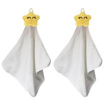 Kit Duas Naninhas 30x30 Toalhinhas Multiuso Pano De Mão Bebê Com Prendedor De Estrelinha Peluciada