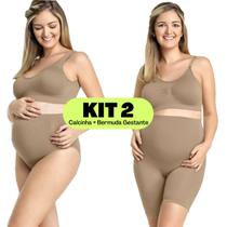 Kit Duas Peças Sendo: 1 Bermuda Para Gestantes + 1 Calcinha Para Gestante Confortável