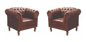 Kit Duas Poltronas Chesterfield Elisabeth Capitonê Corano Marrom