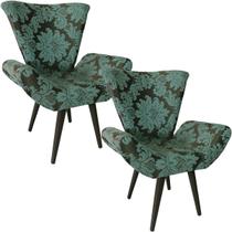 Kit Duas Poltronas Decorativa Elegance 104 Verde com Marrom Kit Duas Poltronas Decorativa Elegance 104 Verde com Marrom