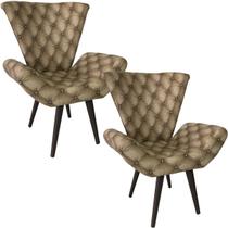 Kit Duas Poltronas Decorativa Elegance Capitonê