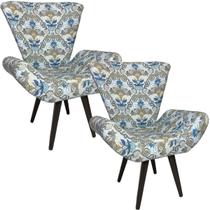 Kit Duas Poltronas Decorativa Elegance Estampado Arabesco