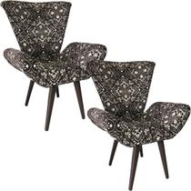 Kit Duas Poltronas Decorativa Elegance Oásis Marrom Impermeável