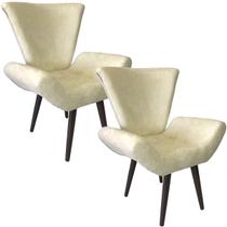 Kit Duas Poltronas Decorativa Elegance Sued Bege Claro