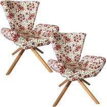 Kit Duas Poltronas Elegance Base Giratória Ferro e Madeira Cazoli Laranja Impermeável Kit Duas Poltronas Elegance Base Giratória Ferro e Madeira Cazoli Laranja Impermeável