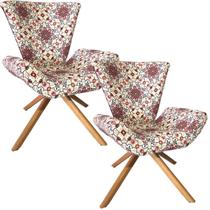 Kit Duas Poltronas Elegance Base Giratória Ferro e Madeira Gorges Bege Impermeável Kit Duas Poltronas Elegance Base Giratória Ferro e Madeira Gorges Bege Impermeável