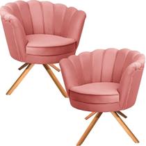 Kit Duas Poltronas Giratórias Pétala em Sued Premium Rose