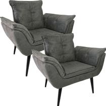 Kit Duas Poltronas Opala Robust Sued Cinza Kit Duas Poltronas Opala Robust Sued Cinza