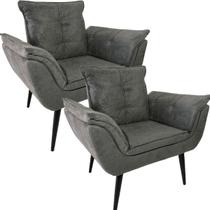 Kit Duas Poltronas Opala Robust Sued Cinza Kit Duas Poltronas Opala Robust Sued Cinza